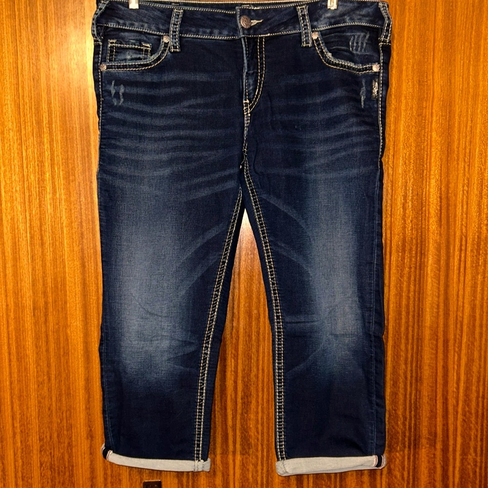 Silver Jeans Dark Blue Ankle & Cropped Women Jeans